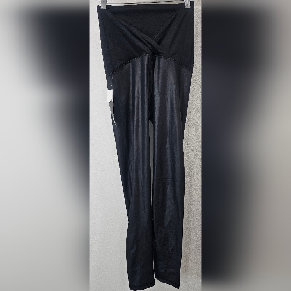 Ingrid+Isabel Maternity Womens Active Comfort High Gloss Leggings Black Size XS - Picture 2 of 10